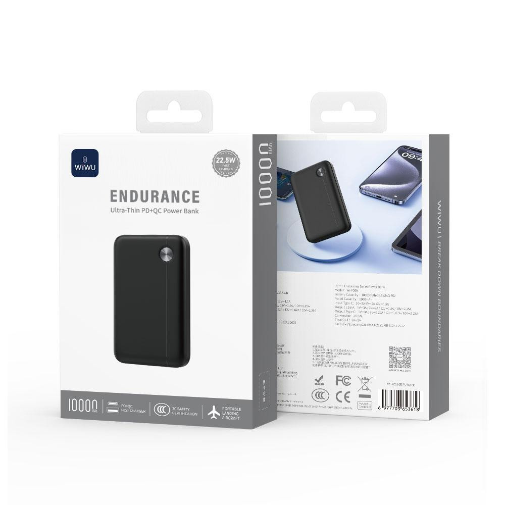 Павербанк 10000 mAh WIWU Wi-P059 22.5W PD QC швидка зарядка чорний power bank повербанк Одеса - фото 2