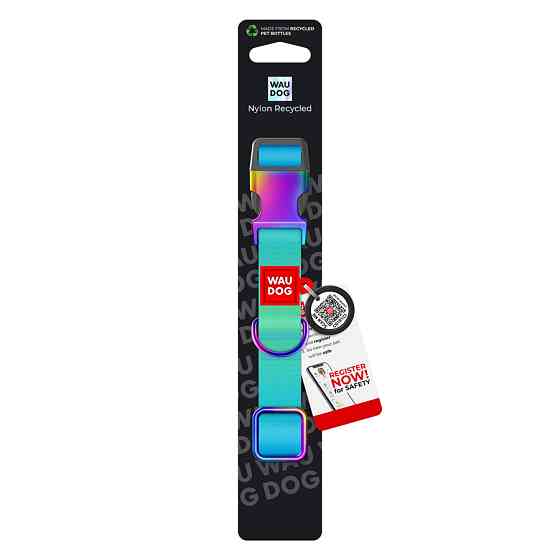 Нашийник для собак з нейлону WAUDOG Nylon Recycled c QR паспортом, градієнт, XL, Ш 25 мм, Дов 3 Коломия