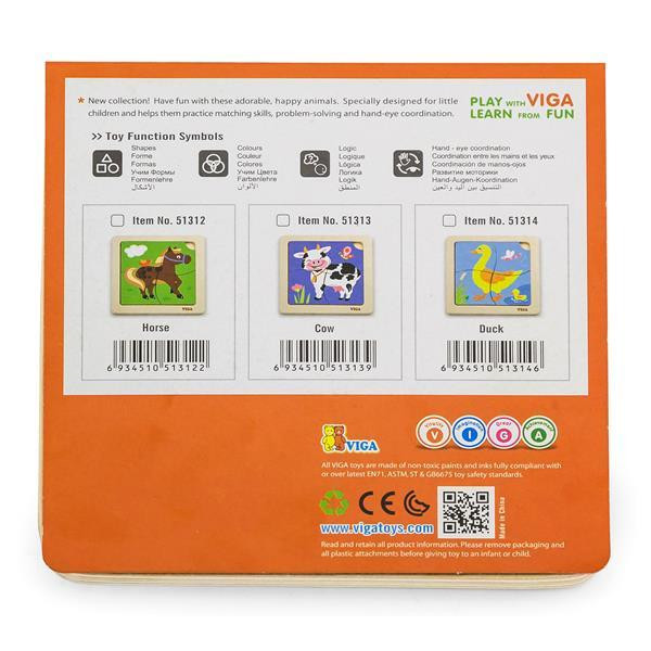 Дерев'яний мініпазл Viga Toys Коник, 4 ел. (51312) Харьков - изображение 2