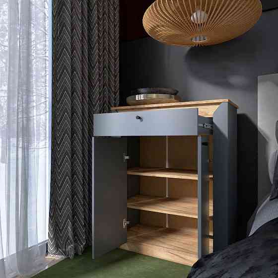 Тумба закрита Еверест Нордік-800 80х38х100 см Графіт + Дуб крафт золотий (DTM-5530) Дніпро