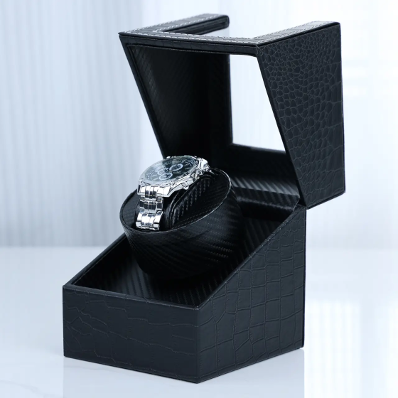 Скринька для підзаводу годинника Віндер тайммувер для 1-го годинника (Чорний з чорним 2) Вінниця