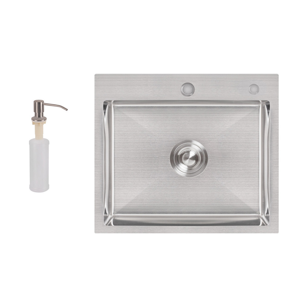 Мийка для кухні інтегрована Lidz Handmade H5045 (LDH5045BRU35383) Brushed Steel 3,0/1,0 мм Київ - фото 1