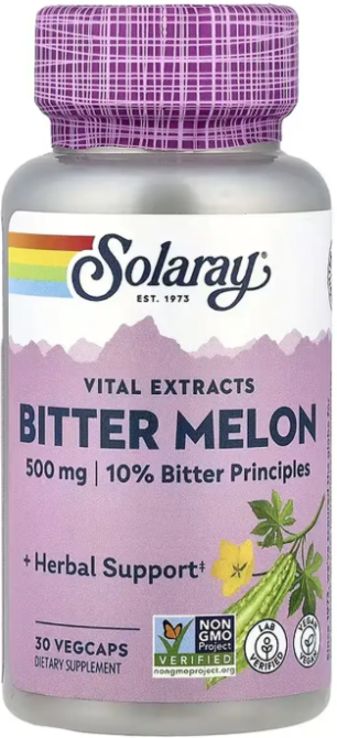 Экстракт горькой дыни Solaray Bitter Melon Fruit Extract 10% 500mg 30 вег капс Киев - изображение 1