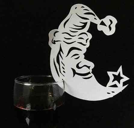 Декор бокалов на новый год Луна 10штук 6 на 9 см белый Киев