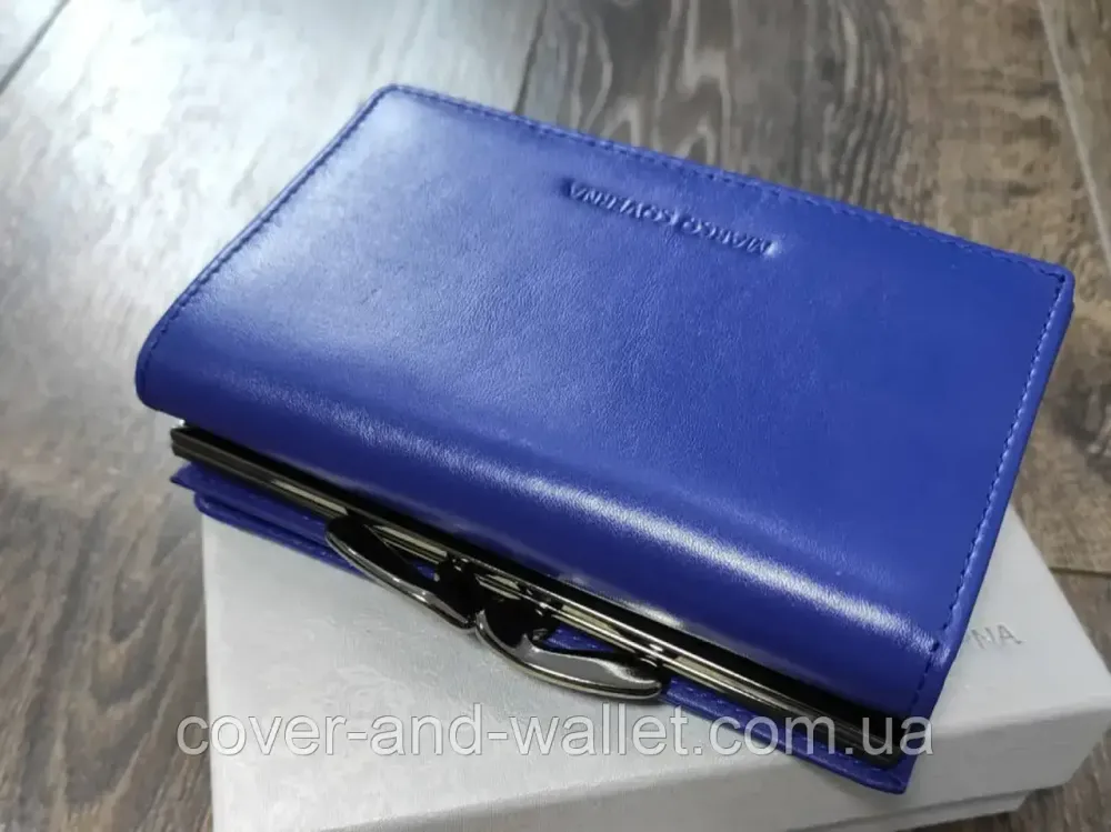 Невеликий шкіряний жіночий гаманець синього кольору на багато карток Marco Coverna MC 47009 Київ - фото 2