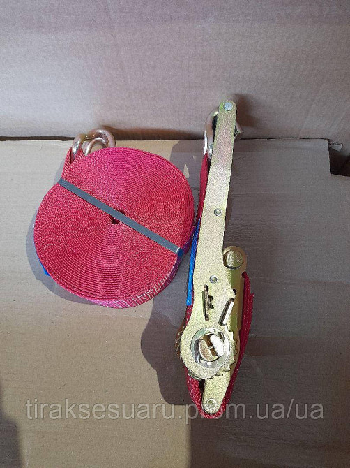 Ремень крепления груза 12м / 50мм, 5тонн усиленная ручка Ремень стяжной с большой трещеткой 12м 5тонн Луцк - изображение 3