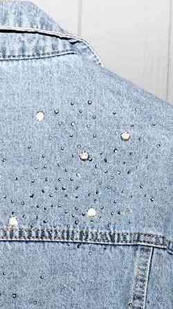 Джинсовая куртка женская оверсайз с камнями р 42-46 Харьков