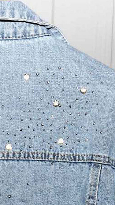 Джинсовая куртка женская оверсайз с камнями р 42-46 Харьков - изображение 6