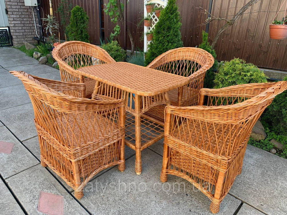 Набір меблів з лози | комплект меблів із низькою спинкою | 4 крісла та стіл плетений з лози Київ - фото 10