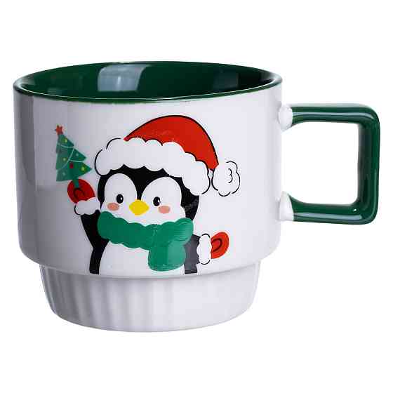 Новорічна порцелянова Пінгвін 400 (мл) Біла з зеленим Yiwu FM-CS-50P Київ