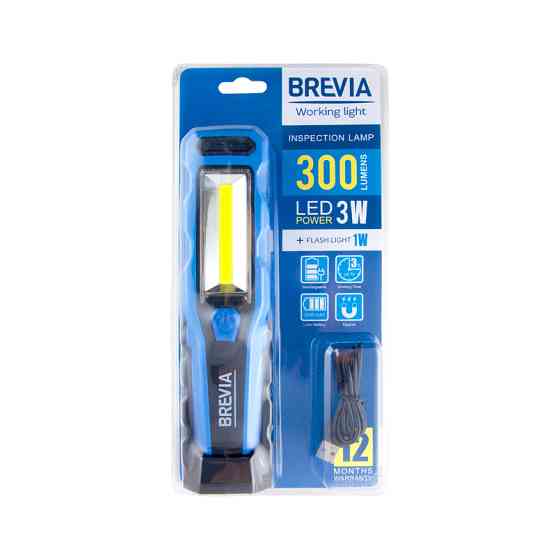 Фонарь инспекционный Brevia LED 8SMD+1W LED 300lm 2000mAh microUSB Львов