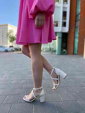 L&M Літні босоніжки жіночі на підборах бежеві з еко-шкіри на стійких підборах L&M F25-3 р. 36-4 Коломыя