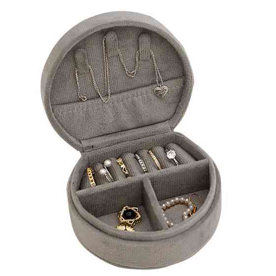 Органайзер-шкатулка для украшений футляр для хранения драгоценностей и аксессуаров органайзер 10х9х5 см бархат, серый Каменец-Подольский