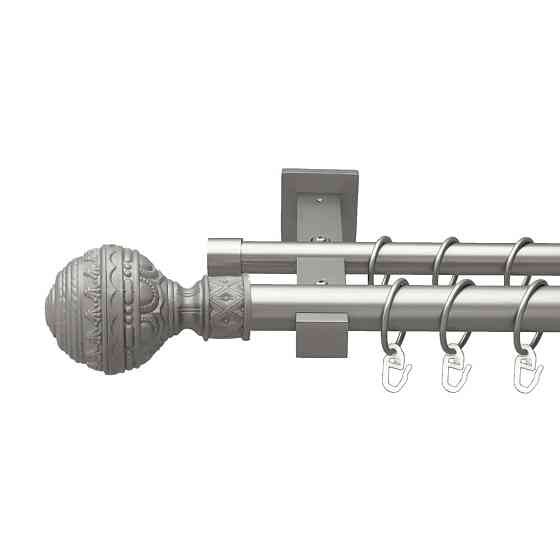 Карниз Orvit Арабеска металевий дворядний техно гладка труба кільце металеве Сатин 25\19 мм 200 см (00-00026334) Львів