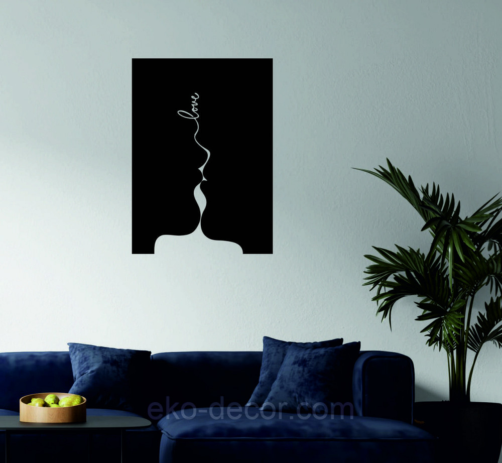 Декоративне настінне 3D Панно «Силует пари», Декор на стіну з об'ємом 110*79 см, Чорний Київ - фото 2