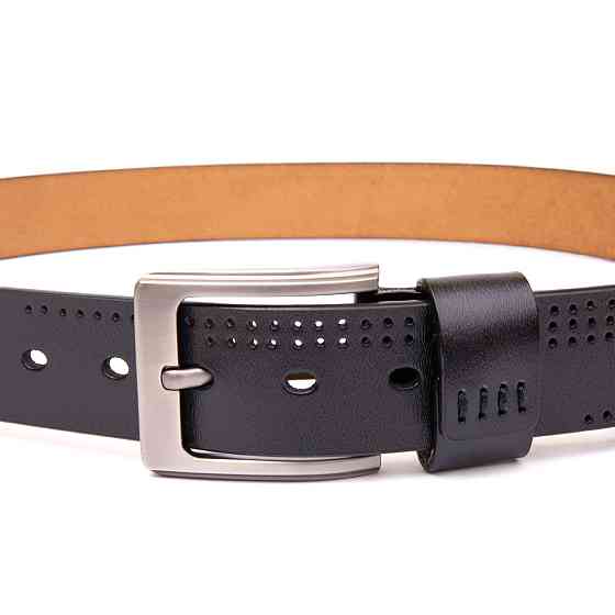 Ремінь з дірками чоловічий Vintage 20383 Чорний Київ