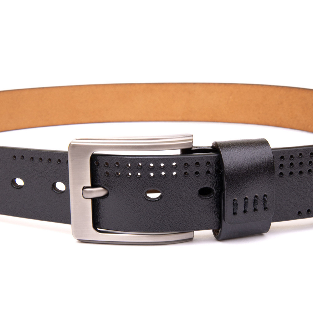 Ремінь з дірками чоловічий Vintage 20383 Чорний Київ - фото 2