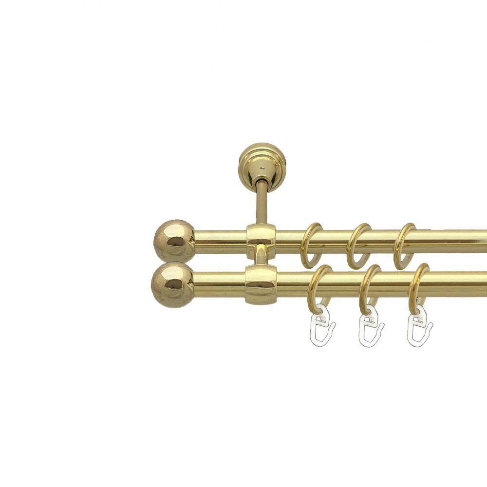 Карниз Orvit Куля Болонь металевий дворядний литий гладка труба кільце металеве Золото 16\16 мм 240 см (00-00014365) Львів - фото 1