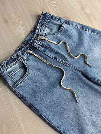 Джинсы женские Liana 1-047 палаццо с резинкой на талии стрейчевые большие размеры голубые , голубой, З4, 34, 88 см, 110 см Киев