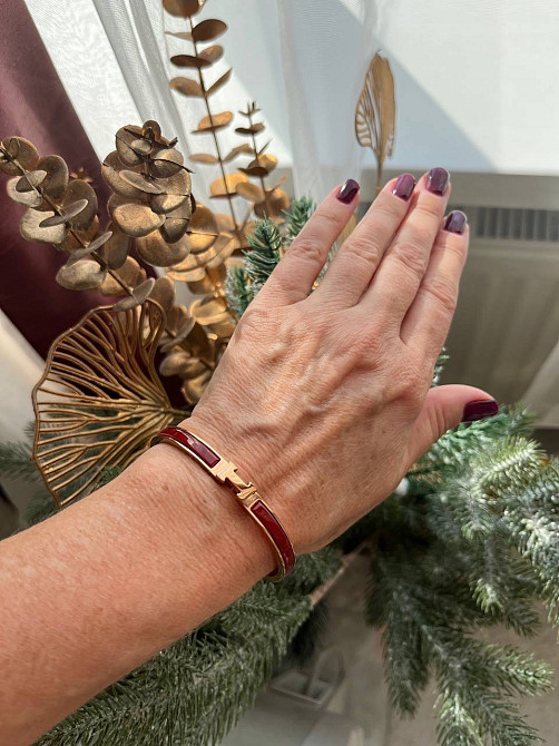 Браслет Hermes бордо, покрытие лимонное золото 18К, размер 16-17 Одесса - изображение 10