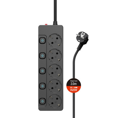 Мережевий фільтр живлення ColorWay CW-PSEA52SBK 5 розеток2м (CW-PSEA52SBK) Вінниця - фото 8