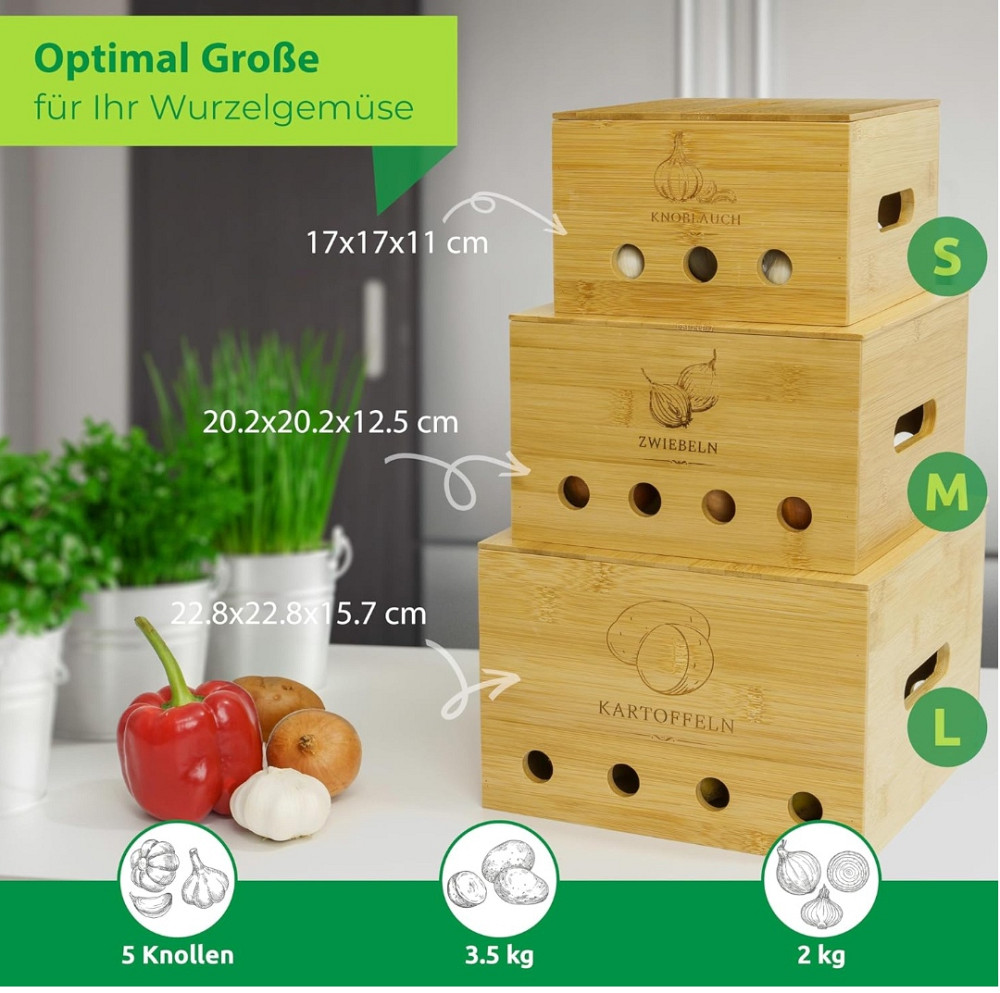 Бамбукові контейнери з кришкою для зберігання овочів 3шт Луцк - изображение 1