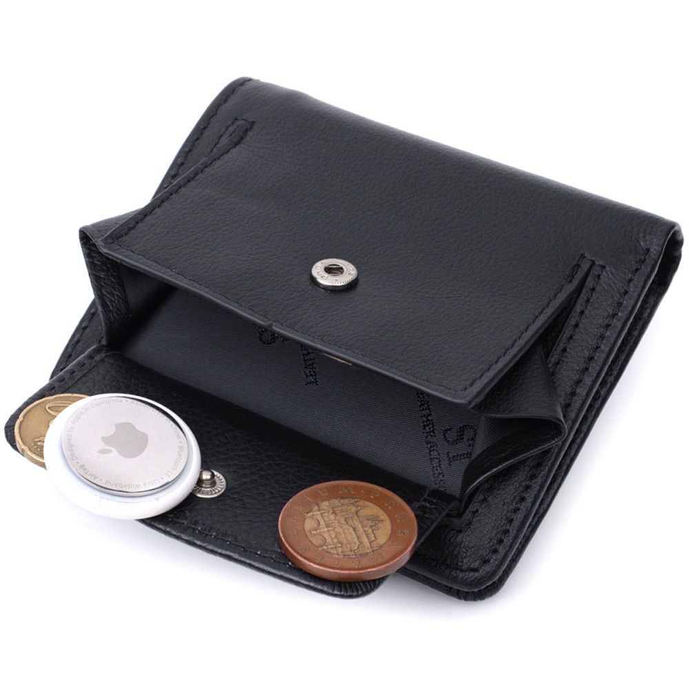 Практичний гаманець для жінок з кишенею для монет із натуральної шкіри ST Leather 22725 Чорний Київ - фото 8