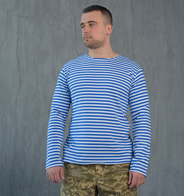 Чоловічий тільник з начосом і довгим рукавом в Блакитну смужку 50 Київ - фото 4