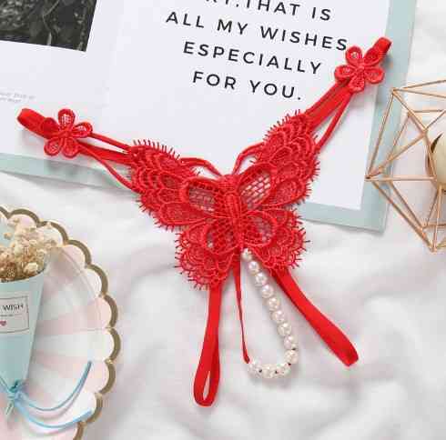 Трусики з перлинами Метелик універсальний червоний Київ