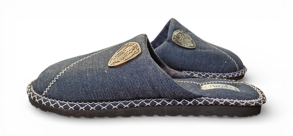 39 розмір капці для хлопчика підлітка домашні закриті шкарпетки сині джинсові Одеса - фото 1