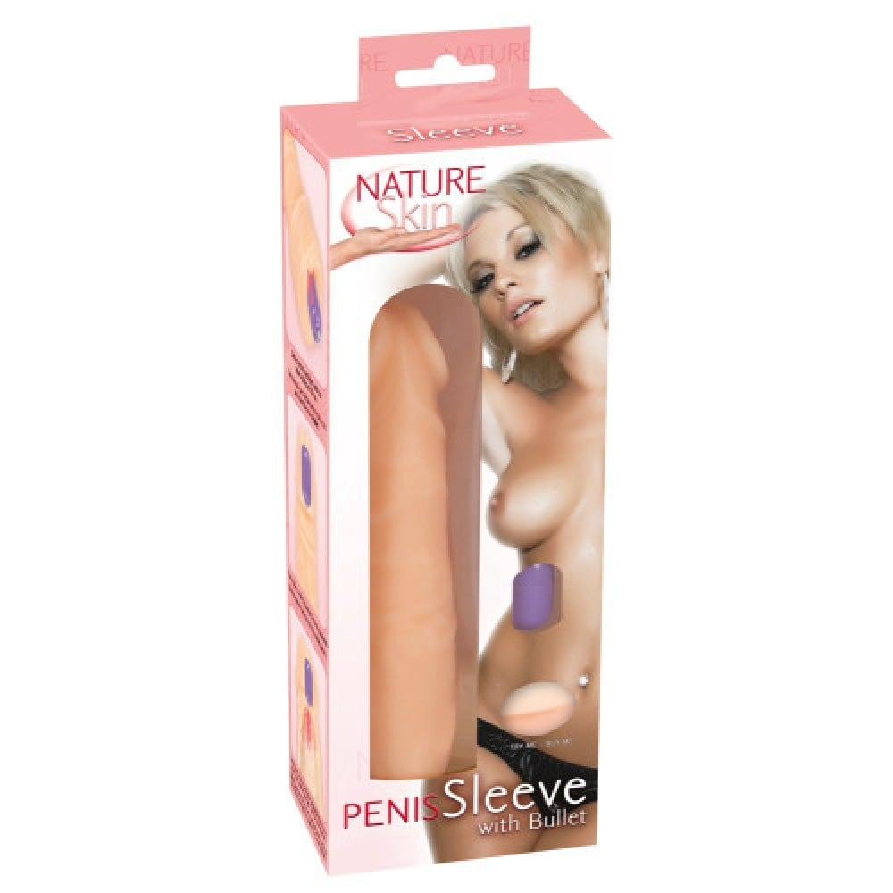 Реалістична насадка для збільшення члена Nature Skin із вібрацією, тілесна Sex Aura Київ - фото 5