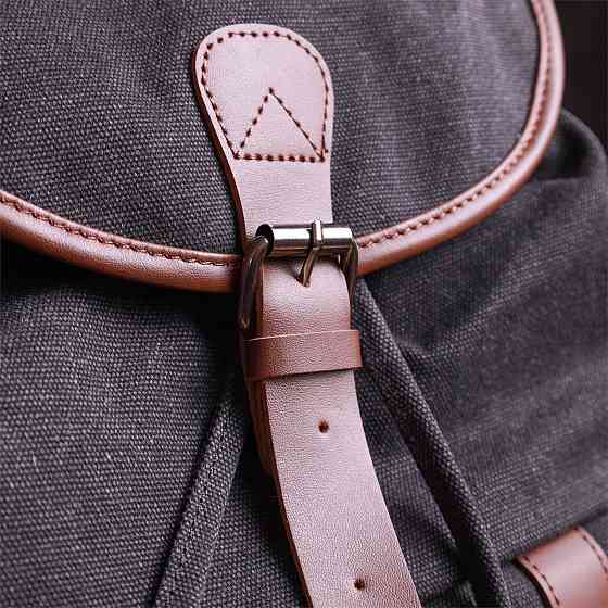 Текстильний рюкзак що закривається клапаном на магніт Vintage 22151 Чорний Київ