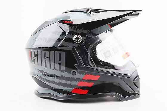 Шолом кросовий/ендуро/АТV зі склом BLD-819-7 L (59-60см), ЧОРНИЙ/СІРО-ЧЕРВОНИЙ Киев