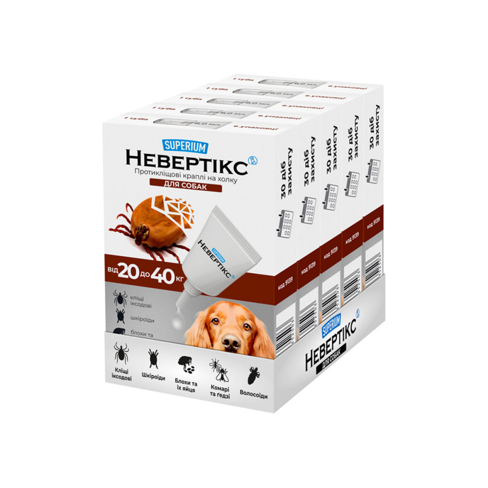 СУПЕРІУМ Невертікс, протикліщові краплі на холку для собак, 20-40 кг Київ - фото 3