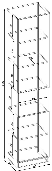 Шкаф офисный ОПК-1, Дуб Конкордия, 450/340/2100 Львов - изображение 2