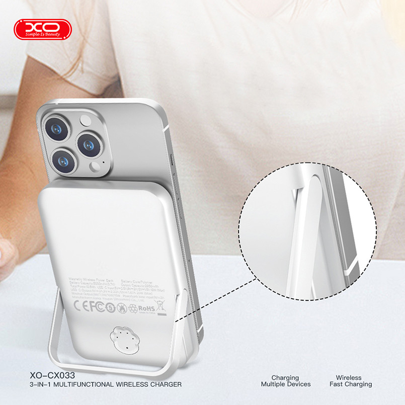 Бездротовий зарядний пристрій XO CX033 3в1 Power bank + Watch Charger + Headphone білий Львів - фото 6