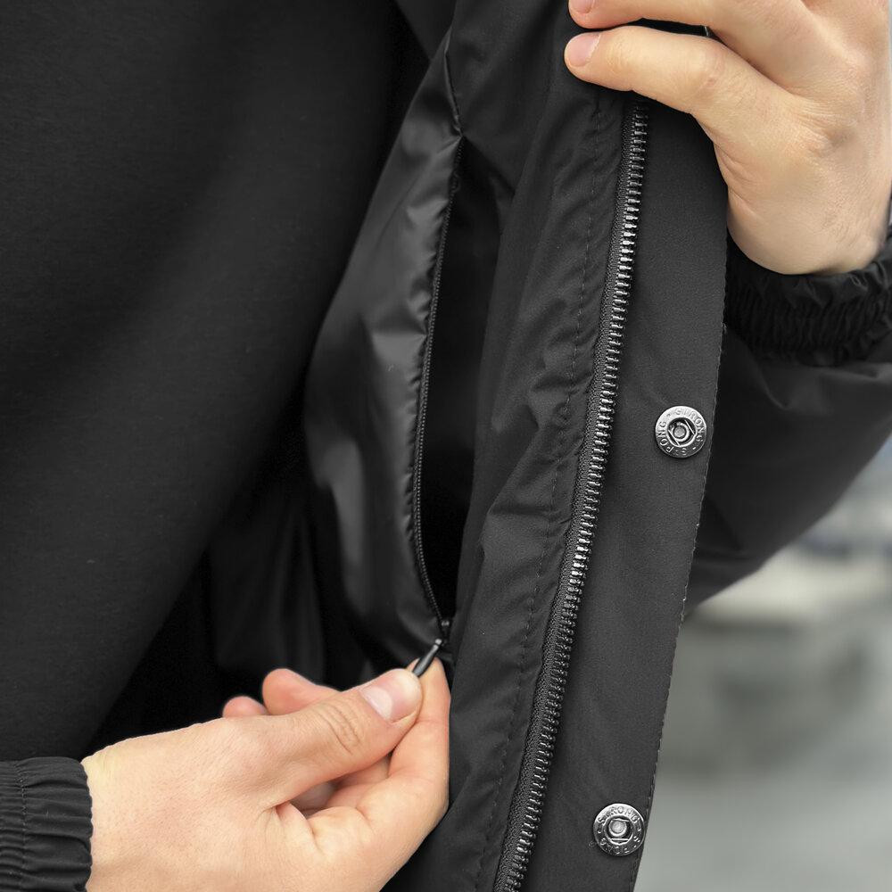 Черная мужская демисезонная куртка без капюшона весна осень Pobedov Axmont Киев - изображение 7