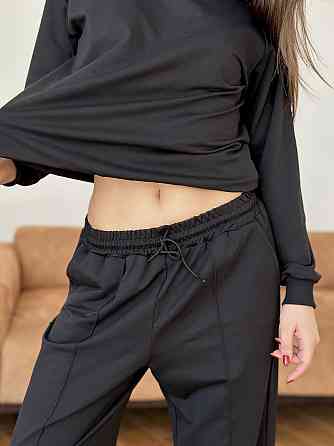 Жіночий спортивний костюм із широкими штанами Чорний XS/S Харків