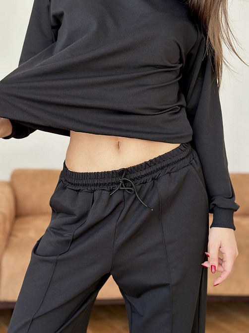 Жіночий спортивний костюм із широкими штанами Чорний XS/S Харків - фото 4