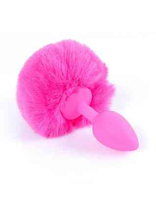 Анальна пробка - Bunny Tail Silicone Pink Plug Pink Sex Aura Київ