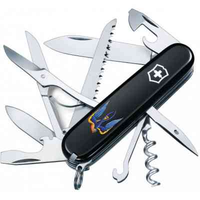 Ніж Victorinox Huntsman Ukraine 91 мм Чорний Тризуб-Ластівка (1.3713.3_T1230u) Вінниця