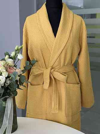 Женский вафельный халат Ideal Textile длинный горчичный 2XL Черновцы