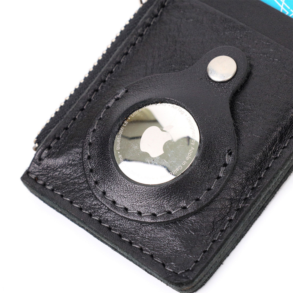 Цікавий картхолдер з утримувачем для Apple AirTag з натуральної шкіри GRANDE PELLE 11628 Чорний Київ - фото 3