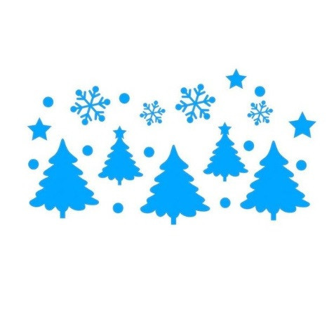 Новогодняя наклейка Ёлочки 15 на 10 см голубой Киев - изображение 2