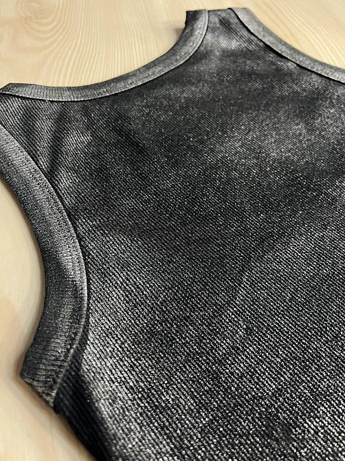 Майка женская A-N 332 в рубчик с эффектом серебристого напыления, черный, one size Киев - изображение 14