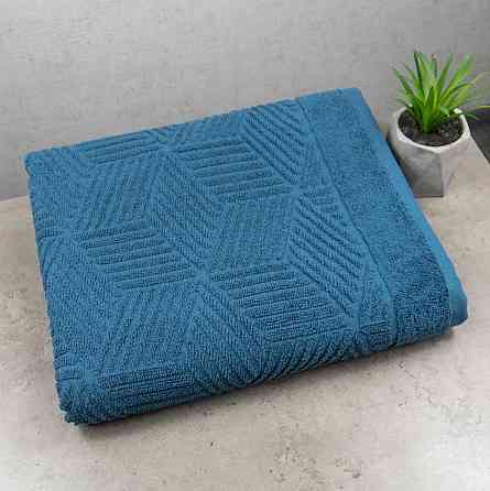 Махровий банний рушник Уельс GM Textile 70х140см 500г/м2 (Синій) Суми