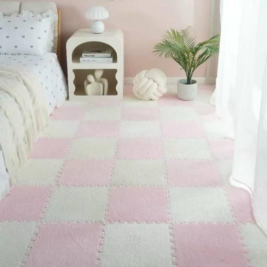 Підлога-пазл плюшева 120x150см, 20 пазлів, тепла підлога, дитячий мат, термокилимок для дому, колір рожевий Кам'янець-Подільський - фото 2