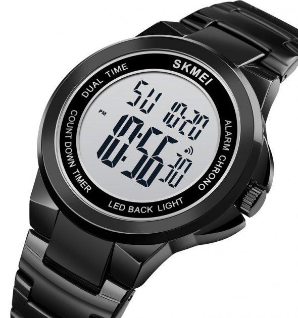 Чоловічий наручний годинник Skmei 1712 Чорний з білим циферблатом Вінниця - фото 3