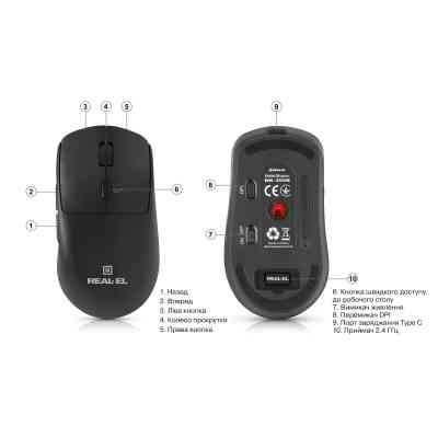 Мышка REAL-EL RM-355W Wireless Black (EL123200054) Винница