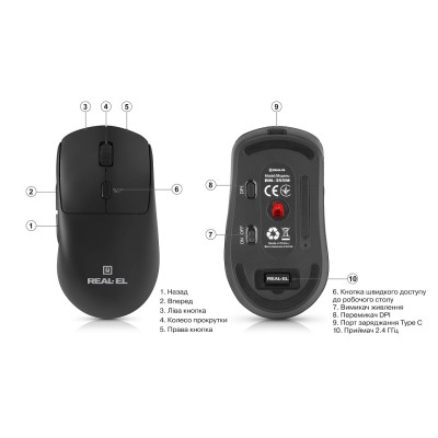Мышка REAL-EL RM-355W Wireless Black (EL123200054) Винница - изображение 5